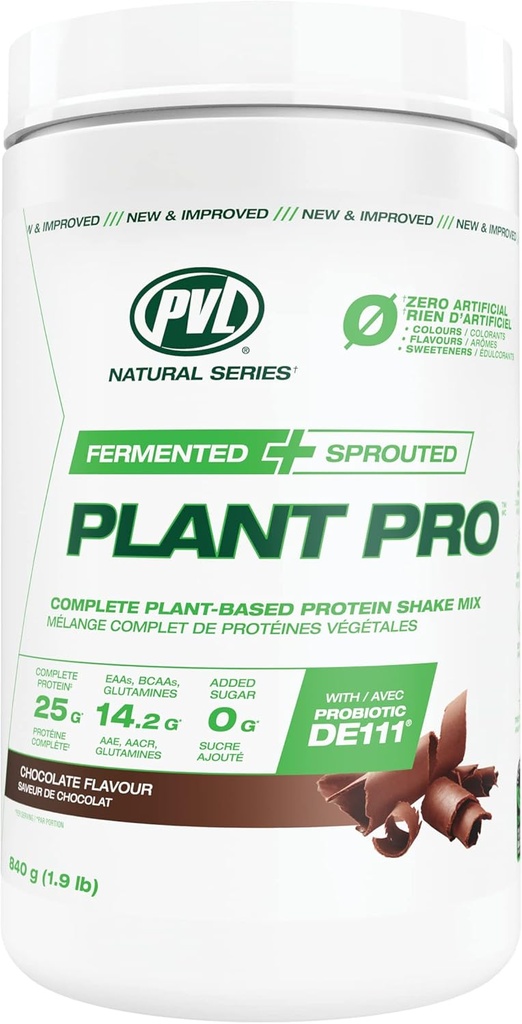 PVL Plant Pro, High Protein Plant-Based Protein Shake Mix mit hinzugefügten Enzymen, Natürliche Schokolade, 840 Gramm