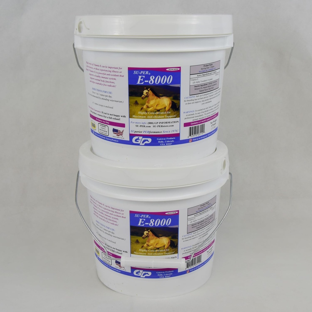 SU-PER E 8000 Pferde-Antioxidans-Ergänzung - Konzentrat Vitamin E-Ergänzung für Leistungspferde - 4 Pfund, (2 Packung)