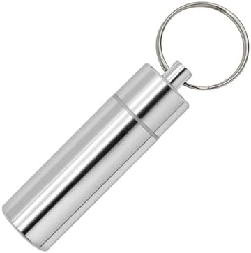 Portable Pill Organizer Small Travel Pill Box Keychain Mini Daily Pill Case Container, Waterproof Metal Pill Holder Medicine Bottlefor Supplements, Pills, Vitamins and Medication (Medium)