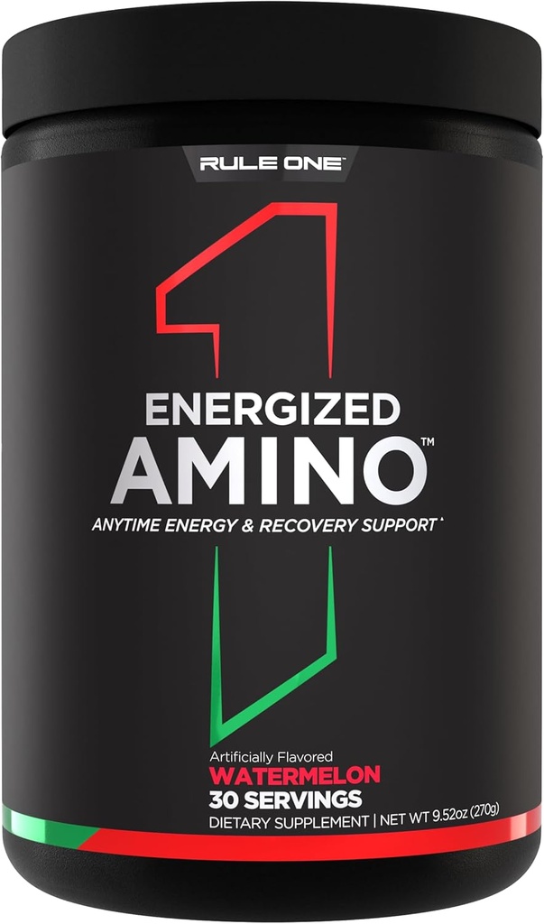 Regel 1 Energized Amino – jederzeit Energie und Erholung Unterstützung mit BCAAs, Glutamin, Citrulline, Beta Alanine und Koffein aus Green Coffee & Tee Blatt Extrakte (30 Servierungen, Wassermelone)