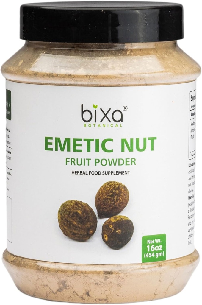 bixa BOTANICAL Emetic Nut Powder | Randia dumetorum | 1 Pfund / 16 OZ | Fördert Entfernung von Toxinen | Ayurvedic Kräuterergänzung | Glutenfrei, Non-GMO, Vegan, 100% Pure.