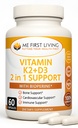 Me First Living Vitamin D3 K2 Supplement Knochen und Herz Gesundheit Non-GMO-Formel 125 MCG Vitamin D3 & 100 MCG Vitamin K2 MK-7 einfach zu schlucken Vitamin D & K Komplex mit Calcium