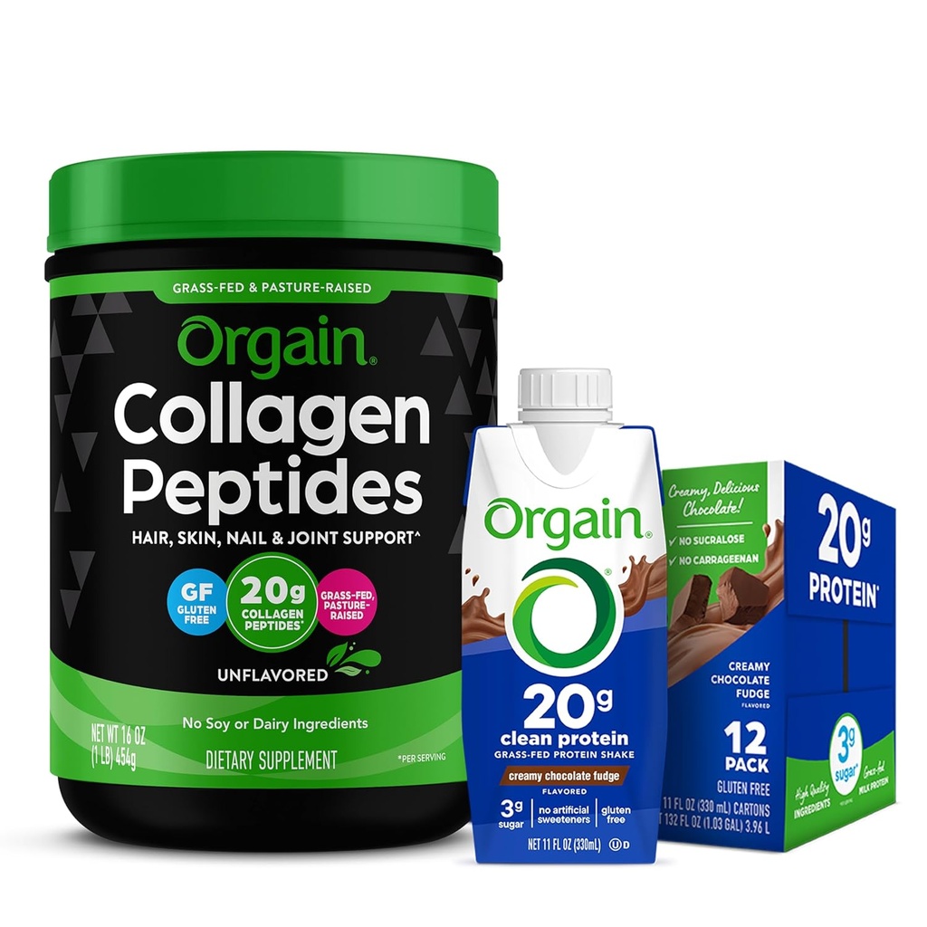 Orgain Grass Fed Hydrolysed Collagen Peptides Protein Powder - Paleo & Keto Friendly, Amino Säure Supplement, Weide Raised & Grass Fed Clean Protein Shake, Creamy Chocolate Fudge - Meal Replacement