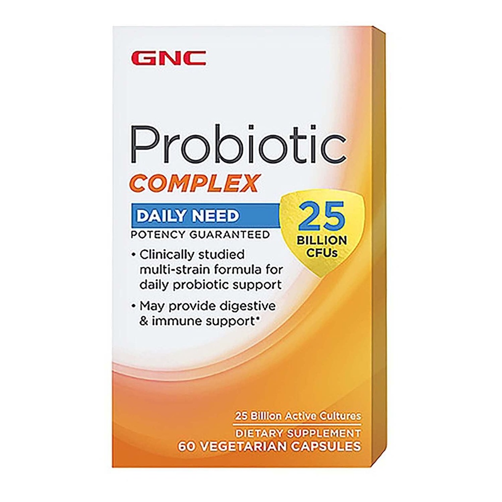 Complexe probiotique GNC avec 25 milliards d'UFC, 60 capsules, soutien probiotique quotidien