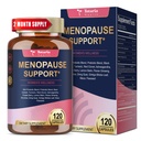 Suppléments de ménopause 40-en-1 pour les femmes, coho noir multi-avantages et complet pour les flashs chauds, les sueurs nocturnes et l'équilibre hormonal, avec probiotiques, DIM, Vitex, Dong Quai, Red Clover et plus, 120 Caps végétaliens