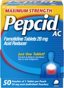 Pepcid AC maximale Stärke Sodbrennen Relief Tabletten, OTC Medizin verhindert und entlastet Sodbrennen & Säure Reflux Durch Säure Verdauung, 20mg Famotidin Säure Reducer, Fast-Acting, 1 x 50 ct