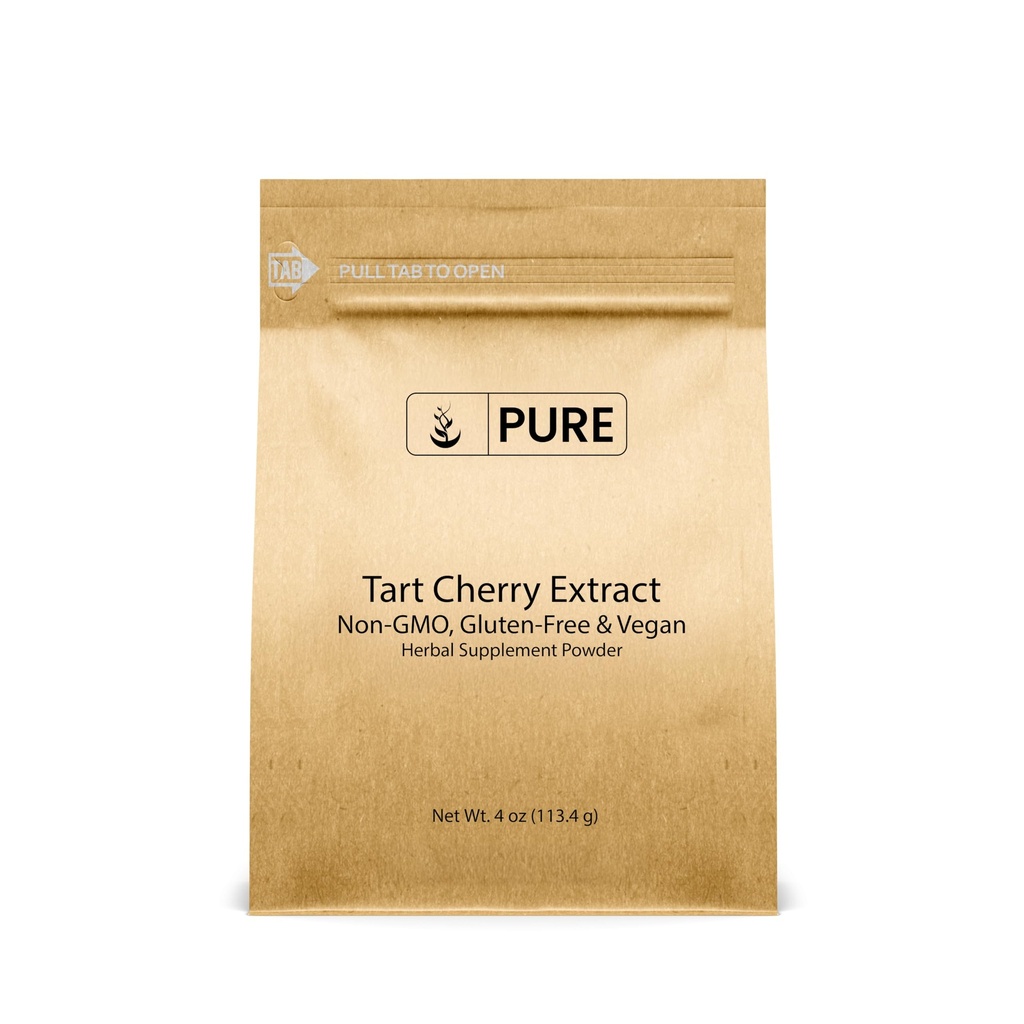 Ingrédients originaux purs Extrait de cerise à tart (4oz) Non-OGM, végétalien, sans remplissage ou additifs, supplément à base de plantes