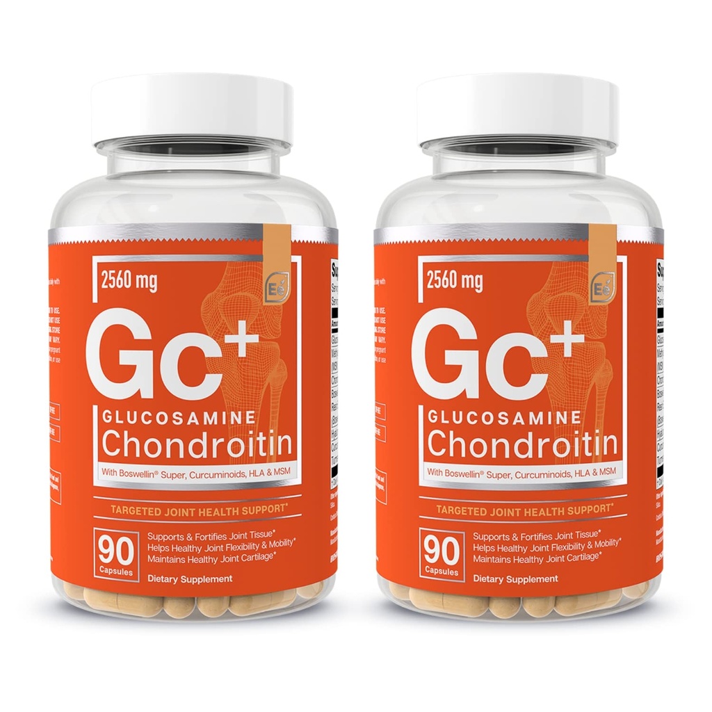 Wesentliche Elemente Glucosamin Chondroitin MSM Boswellia Serrata Hyaluronsäure Supplement Joint Support Antioxidant Supplement für Flexibilität - 180 Kapseln (2-Pack)