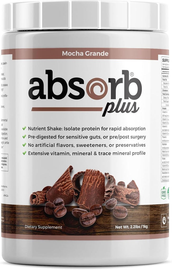 Protéines isolates - Supplément diététique pour une meilleure santé des intestins, soutien nutritionnel supplémentaire, sans OGM, sans gluten, sans lactose, sans caséine (2.2 Lbs, Mocha Grande)
