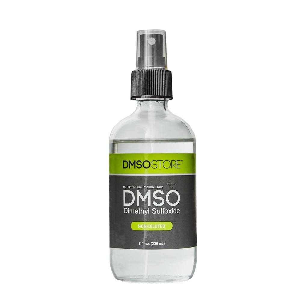DMSO 8 oz. Flüssigkeit in einer sterilen Glas-Spray-Flasche, reine 99.995% Pharma-Grad, nicht verdünnt, niederer Geruch, Dimethylsulfoxid von DMSO Store hergestellt