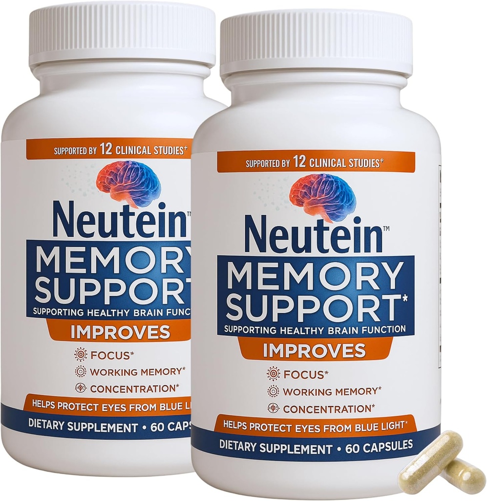 Natural Brain Booster for Memory, & Brain Health - Extra Strength Plant-Based Cognitive Support Supplement für Erwachsene & Senioren, Made in USA (2 Pack, 120 Kapseln)
