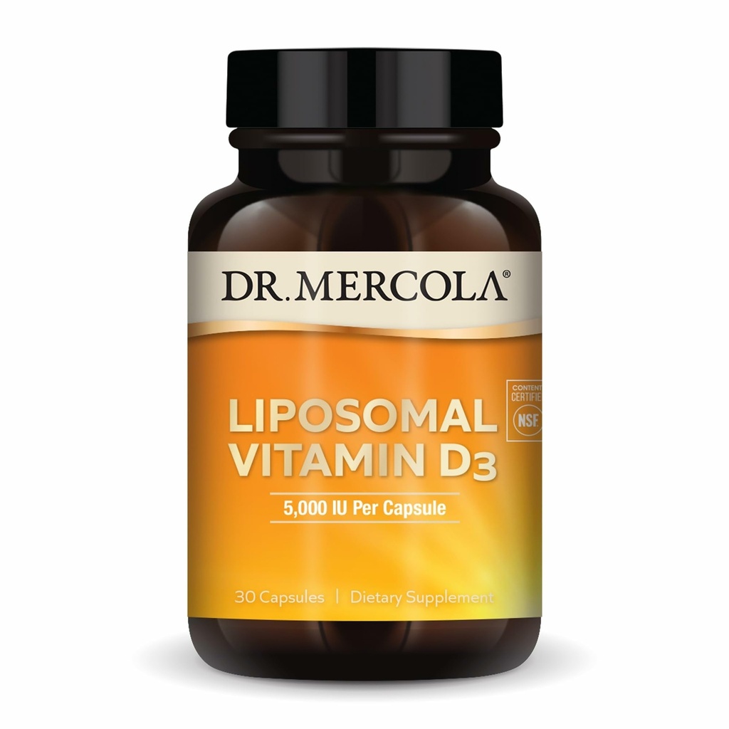 Dr. Mercola Liposomal Vitamin D3 - Unterstützt Herz, Knochen & Immune Gesundheit - 5.000 IU Per Servieren - Non-GMO, Soy Free & Gluten Free - 30 Kapseln (30 Portionen)