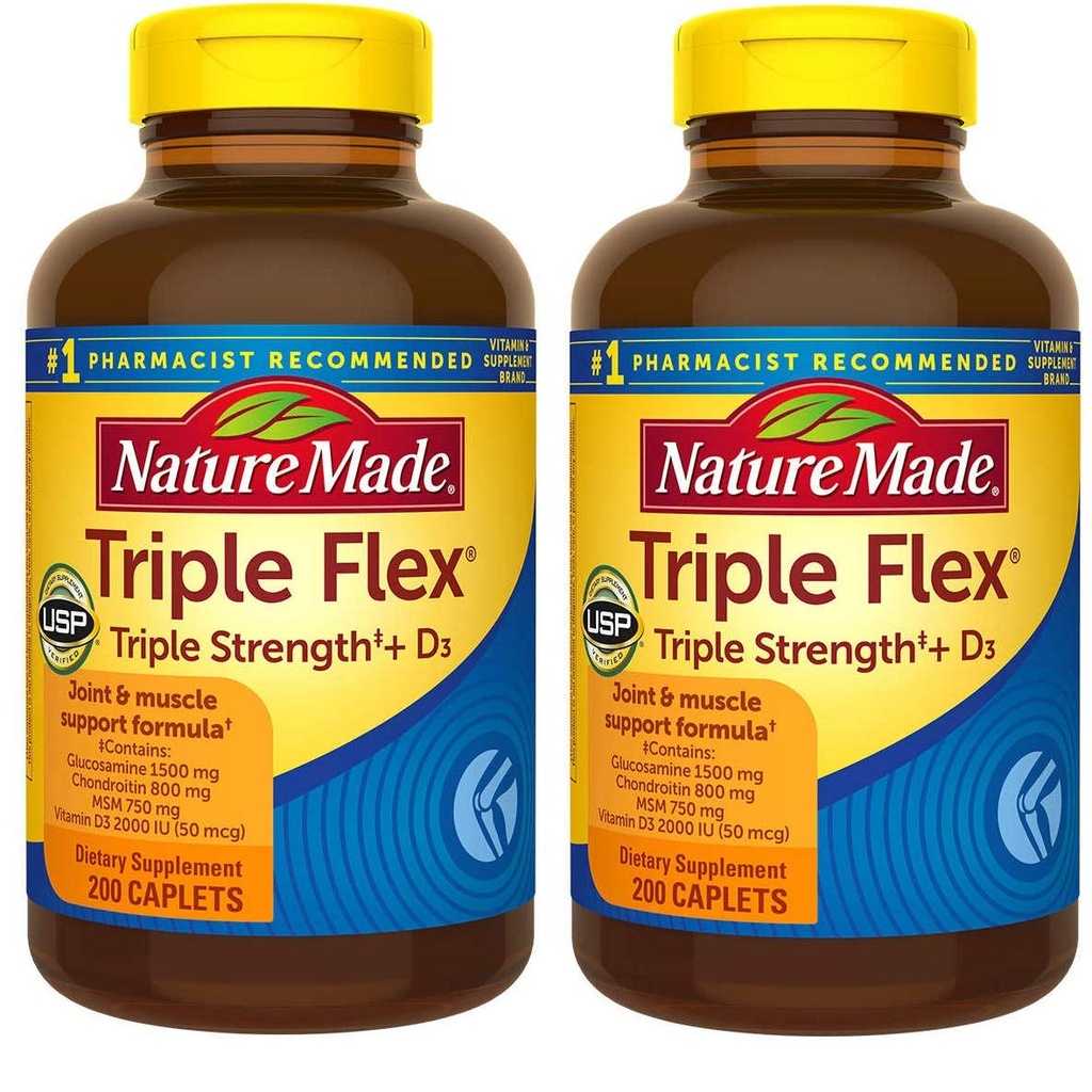 Natur gemacht TripleFlex, Glucosamin Chondroitin und MSM - 2 Flaschen, 200 Kapseln Jeder, 400 Caplets Insgesamt