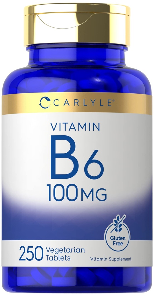 Carlyle Vitamin B6 100mg | 250 Tabletten | Pyridoxin Hydrochlorid Ergänzung | Vegetarisch, Non-GMO, Glutenfrei