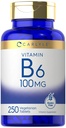 Carlyle Vitamin B6 100mg | 250 Tabletten | Pyridoxin Hydrochlorid Ergänzung | Vegetarisch, Non-GMO, Glutenfrei