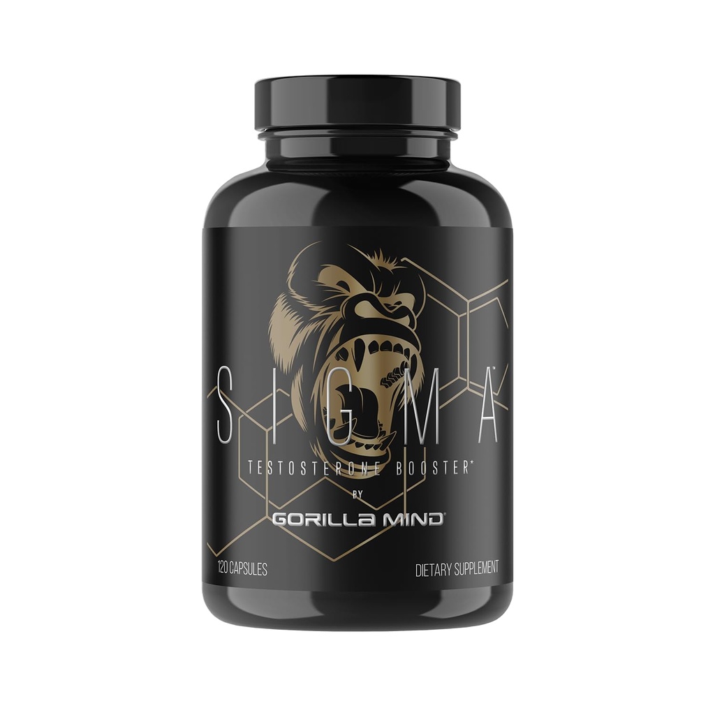 Gorilla Mind Sigma Testosterone Booster - Made with Tongkat Ali and Fadogia Agrestis Extract to Support Higher Testosterone Level (120 Capsules)