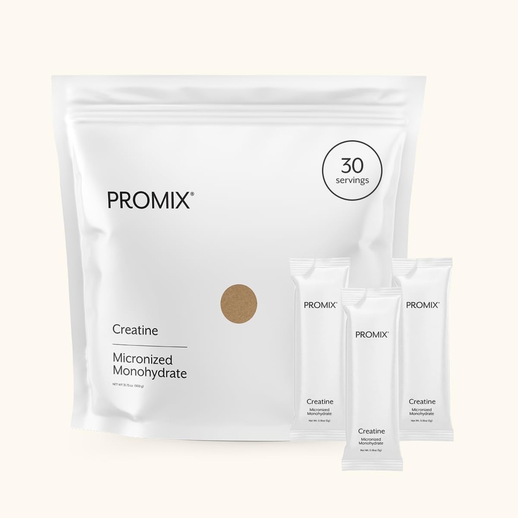 ProMix Nutrition Creatine Monohydrate Packs de voyage, 5g de créatine propre micronisée pour les hommes et les femmes, soutient la croissance et la récupération musculaire, végétalien - 30 portions