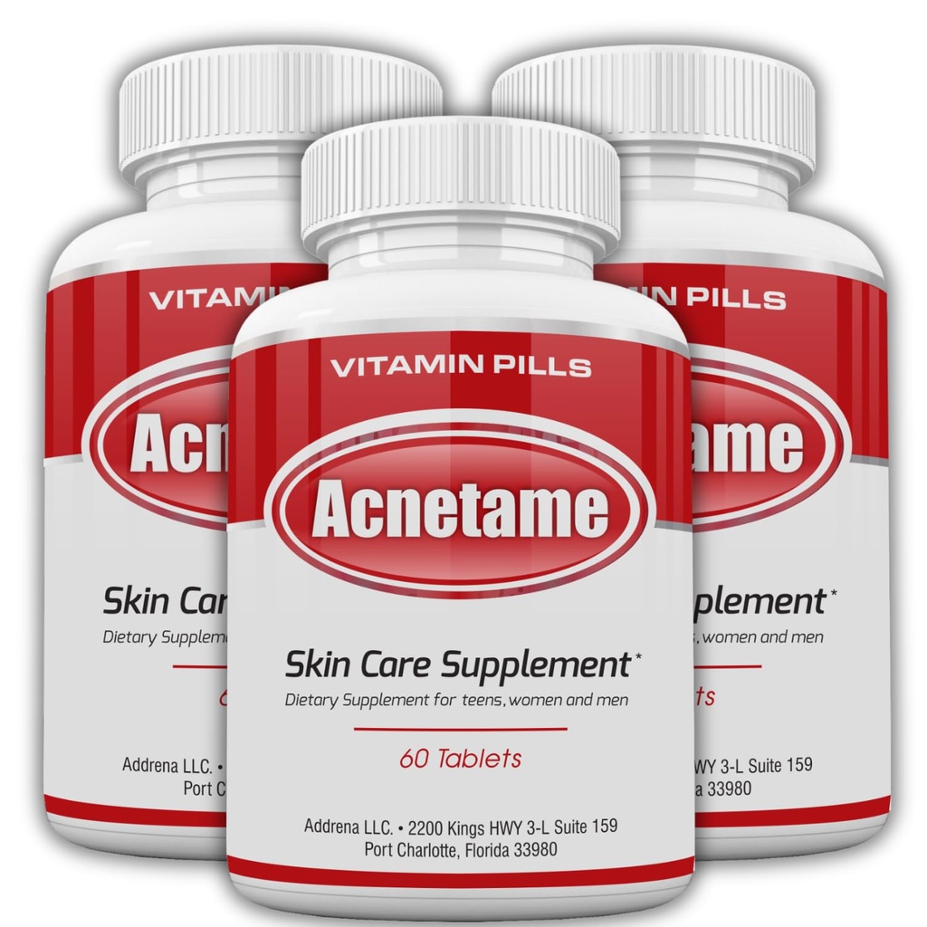 3 Pack- Suppléments de vitamine pour le traitement de l'acné- Comprimés hormonaux à la peau huileuse claire pour les femmes, les hommes, les adolescents et les adultes