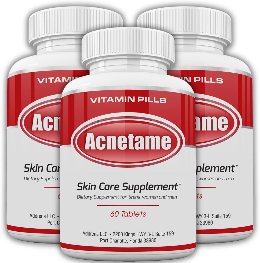 3 Pack- Suppléments de vitamine pour le traitement de l'acné- Comprimés hormonaux à la peau huileuse claire pour les femmes, les hommes, les adolescents et les adultes