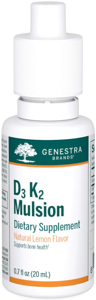 Genestra Marken D3 K2 Mulsion - Flüssige Vitamine für Knochengesundheit - Natürliche Zitronen - 122 Servierungen