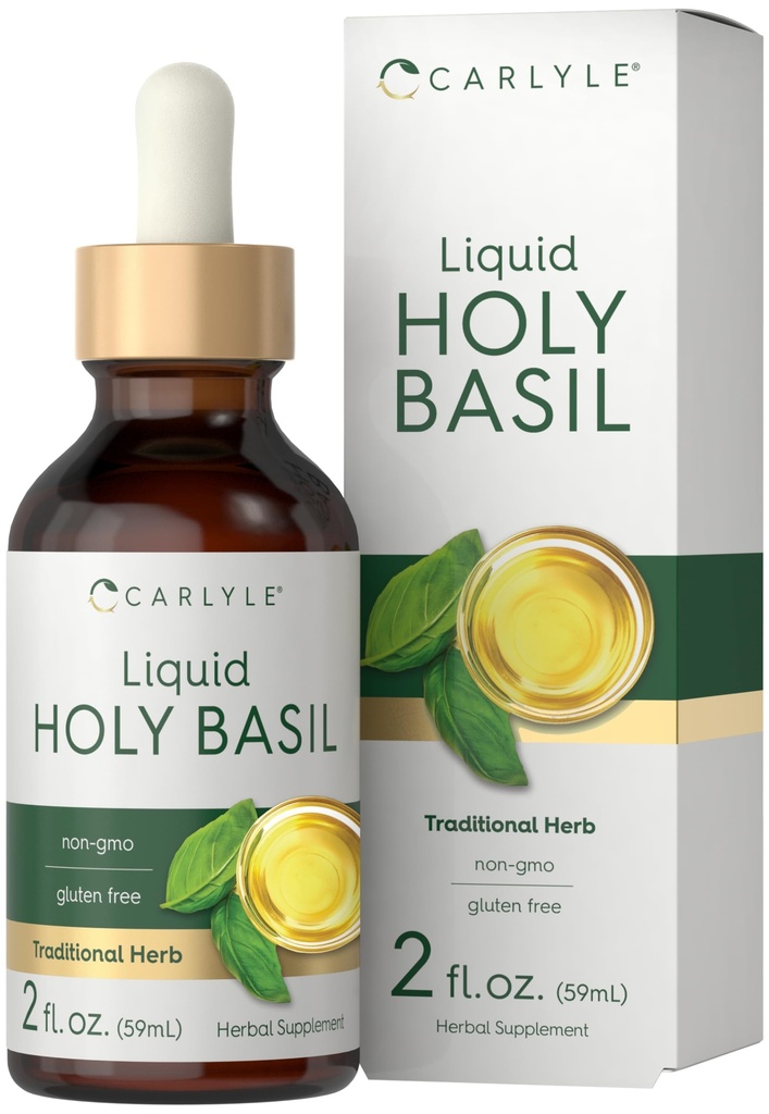 Carlyle Holy Basil Tincture | 2 Fl Oz | Liquid Extract Supplement | Tulsi Leaf | Vegetarische Tropfen | Non-GMO, Glutenfrei