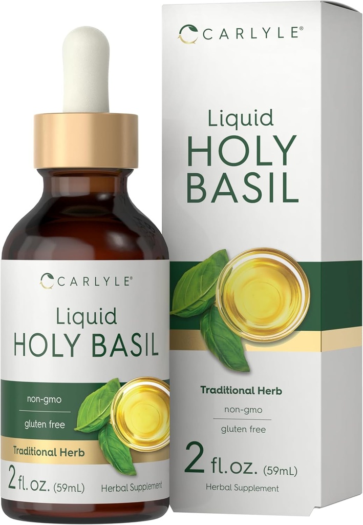 Carlyle Holy Basil Tincture | 2 Fl Oz | Liquid Extract Supplement | Tulsi Leaf | Vegetarische Tropfen | Non-GMO, Glutenfrei