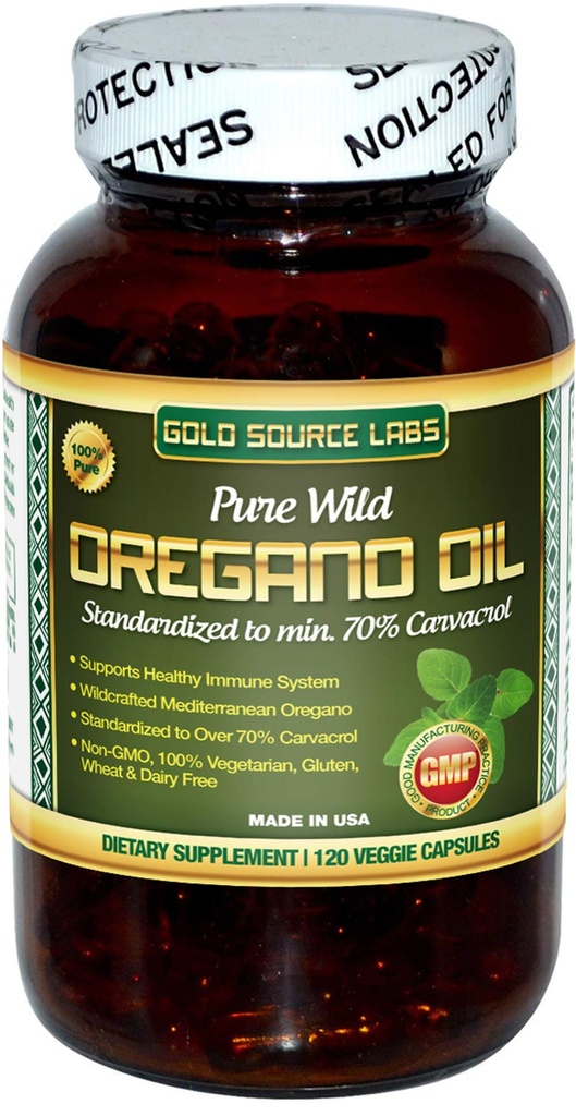 Capsules d'huile d'Origan Sauvage - 120 Liquid Veggie Softgels - Pure Standardized Origan Sauvage Extrait de feuille offre 70% Carvacrol (32 mg) pour le système immunitaire Santé - Non OGM, végétalien, sans gluten