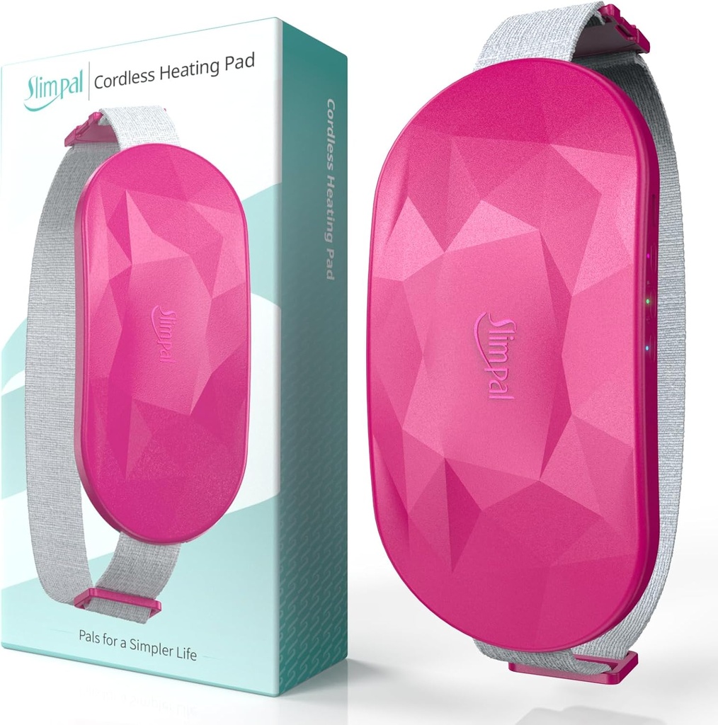 Slimpal Portable Heizkissen für Periodenkramps, Elektrische Cordless Rücken Belly Taille Heizkissen für Menstruationskramp Relief, wiederaufladbare Tragbare Wärme Belt Geschenke für Ihre Frauen Mädchen Ehefrau, Dark Pink