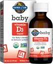 Garten des Lebens Baby Vitamin D3 Flüssigkeit, 600 IU (15 mcg) Organisches flüssiges Vitamin D für Infants & Kleinkinder, Unterstützung für Baby Bones & Immunsystem, Gluten Free & Non-GMO, 56 mL (1.9 fl oz) Flüssigkeit