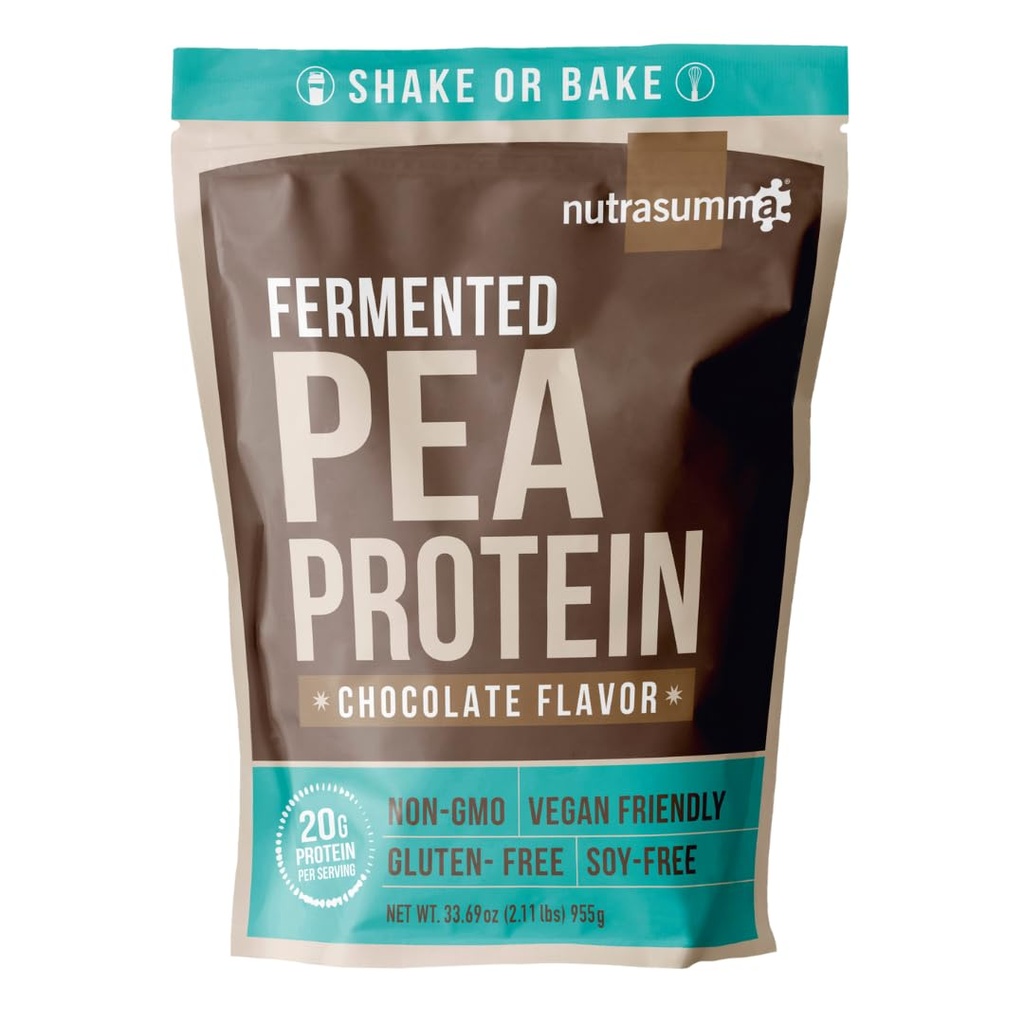 Nutrasumma Pea Protein Pulver, Vegan Schokolade Geschmack, 100% Pflanzenbasis, keine künstlichen Süßungsmittel, Non GMO, Gluten Free & Soy Free, 2.11 LB