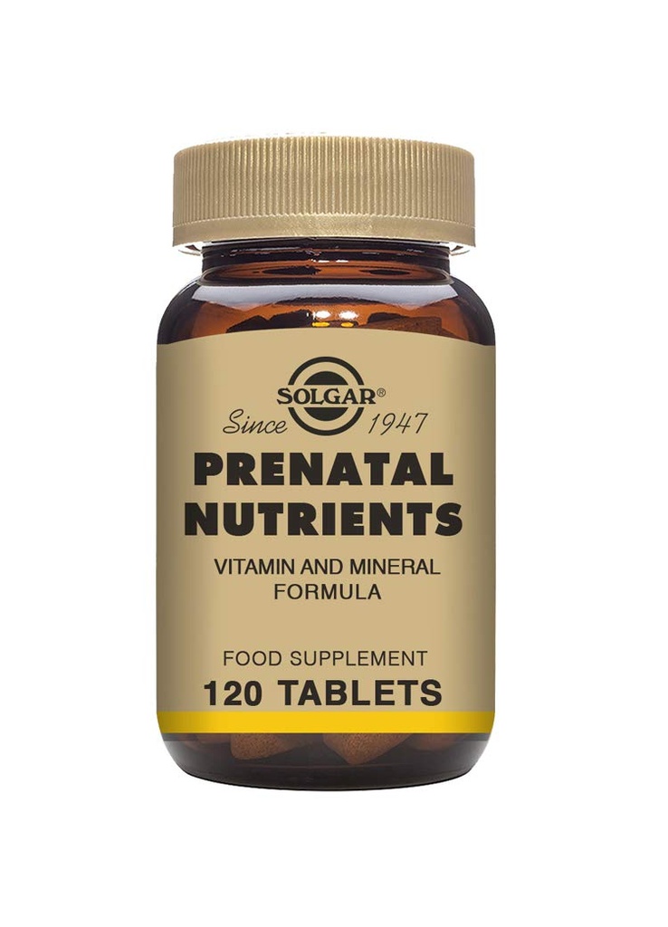 Solgar Prenatal Nährstoffe - 120 Tabletten - Multivitamin & Mineral Formel für schwangere und schnürende Frauen - Vegan, Kosher & Glutenfrei - 30 Servietten