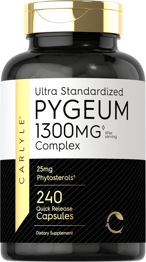 Carlyle Pygeum Supplement 1300mg | 240 Kapseln | Non-GMO, Gluten Free | Africanum Bark Extract Supplement