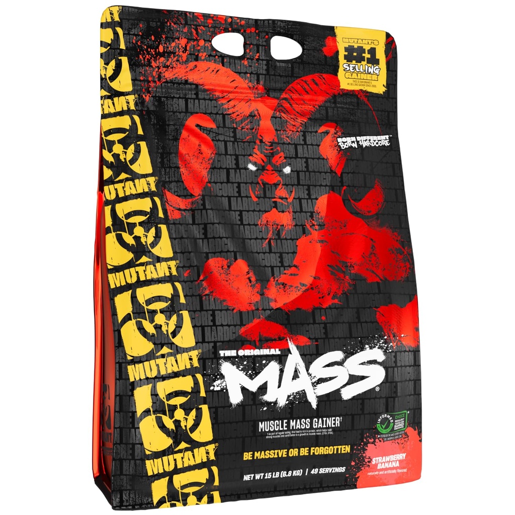 Mutant Maß Gewicht Gainer Protein Pulver mit Whey, und Casein Protein Blend für High-Calorie Workout Shakes, Smoothies, und Getränke, 15 lb - Erdbeer Banana