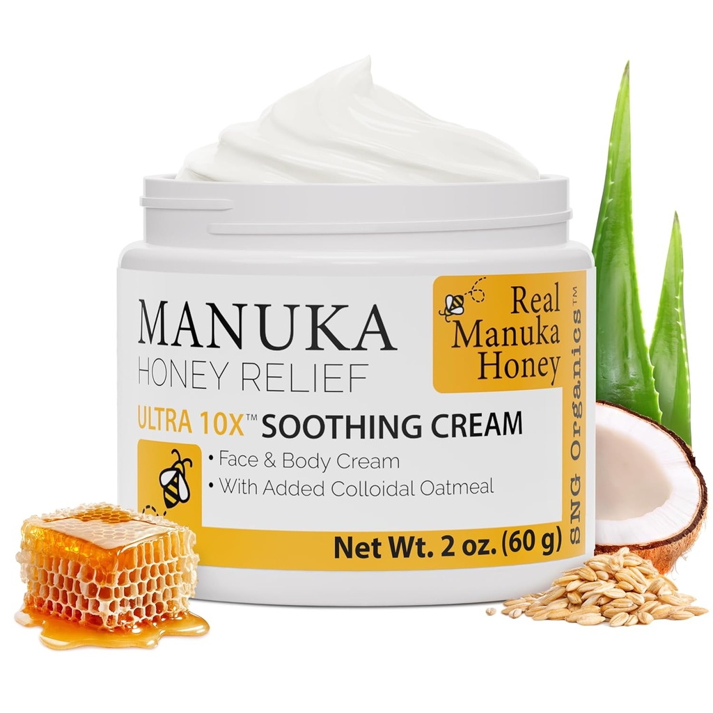 Super Natural Goods Manuka Honey Cream (2oz) – Hydrating Lotion für alle Hauttypen Geeignet für Kinder und Erwachsene | Moisturizing Body Cream mit Real Manuka Honey Aloe Vera Juice und Kakaobutter