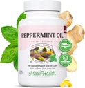 Maxi Health Peppermint Öl Kapseln – Bio Ginger Öl & Fennel Delayed Release Capsule – Ingestible Dietary Kosher Peppermint Supplement für Verdauungsunterstützung (60 Kapseln)