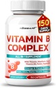 Vitamin B Complex - Hohe Potenz mit Thiamin, Riboflavin, Niacin Vitamin B6, Folat, Vitamin B12 -Energie, Fokus, Haar, Haut, Nägel Unterstützung - 150 Count - Made & Tested in USA
