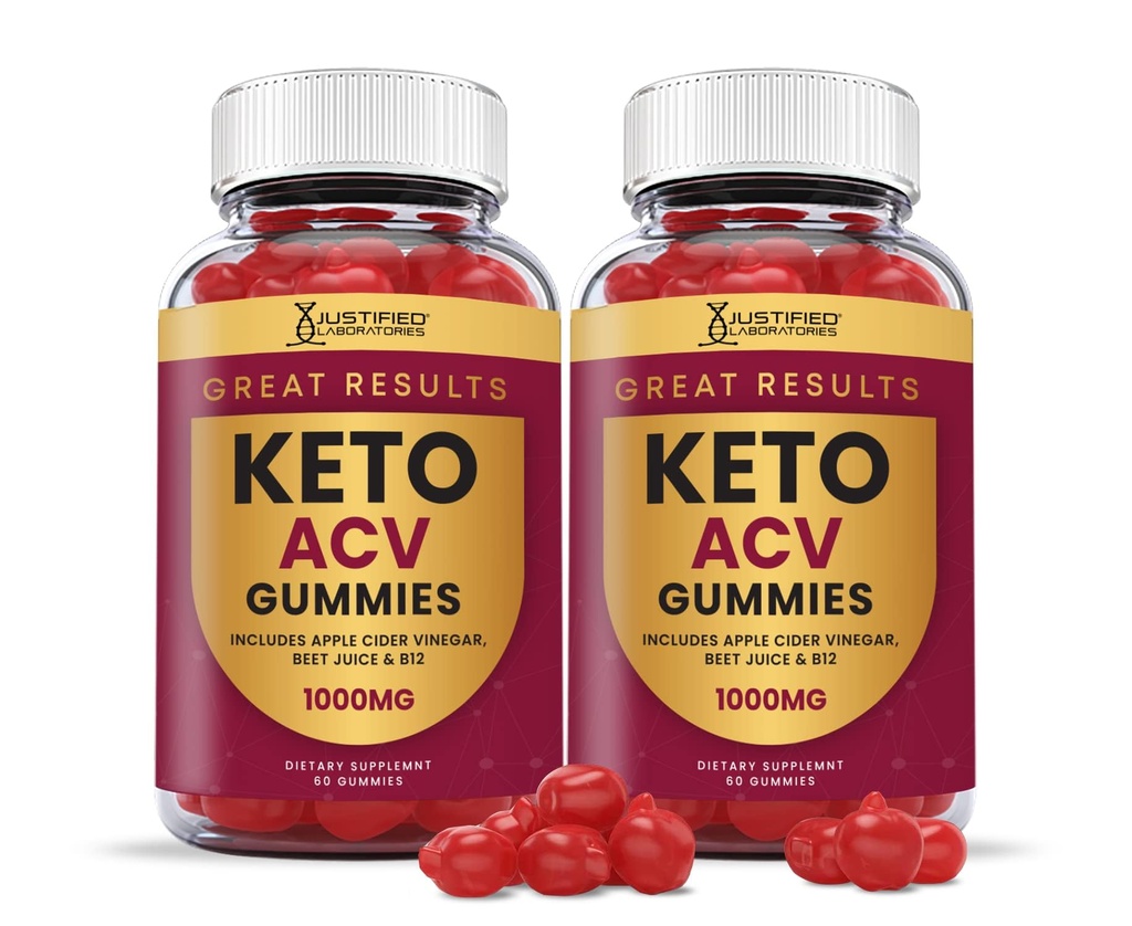 Justified Laboratories (2 Pack Große Ergebnisse Keto ACV Gummies 1000MG mit Granatapfelsaft Rübe Wurzel B12 120 Gummys