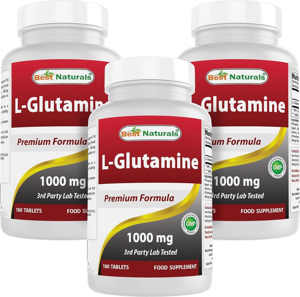 Best Naturals L-Glutamin 1000 mg 180 Tabletten (180 Count (Pack von 3))