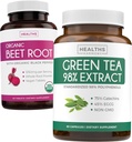 Beet Root & Green Tea Extract (1-Month Supply) Detox Power Duo - Organic Beet Root mit schwarzem Pfeffer für Absorption 1250mg (60 Tabletten) & Green Tea Extract 98% mit EGCG 1000mg pro Portion (60 Kappen)