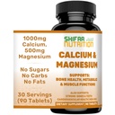 SHIFAA NUTRITION Halal Calcium Magnesium Supplement w/Vitamin D3 | Calcium 1000 mg, Magnesium 500mg | 30 Servierungen, Non-GMO | Struktur & Knochenstärke, Zähne, Herz-Kreislauf- & Muskelunterstützung
