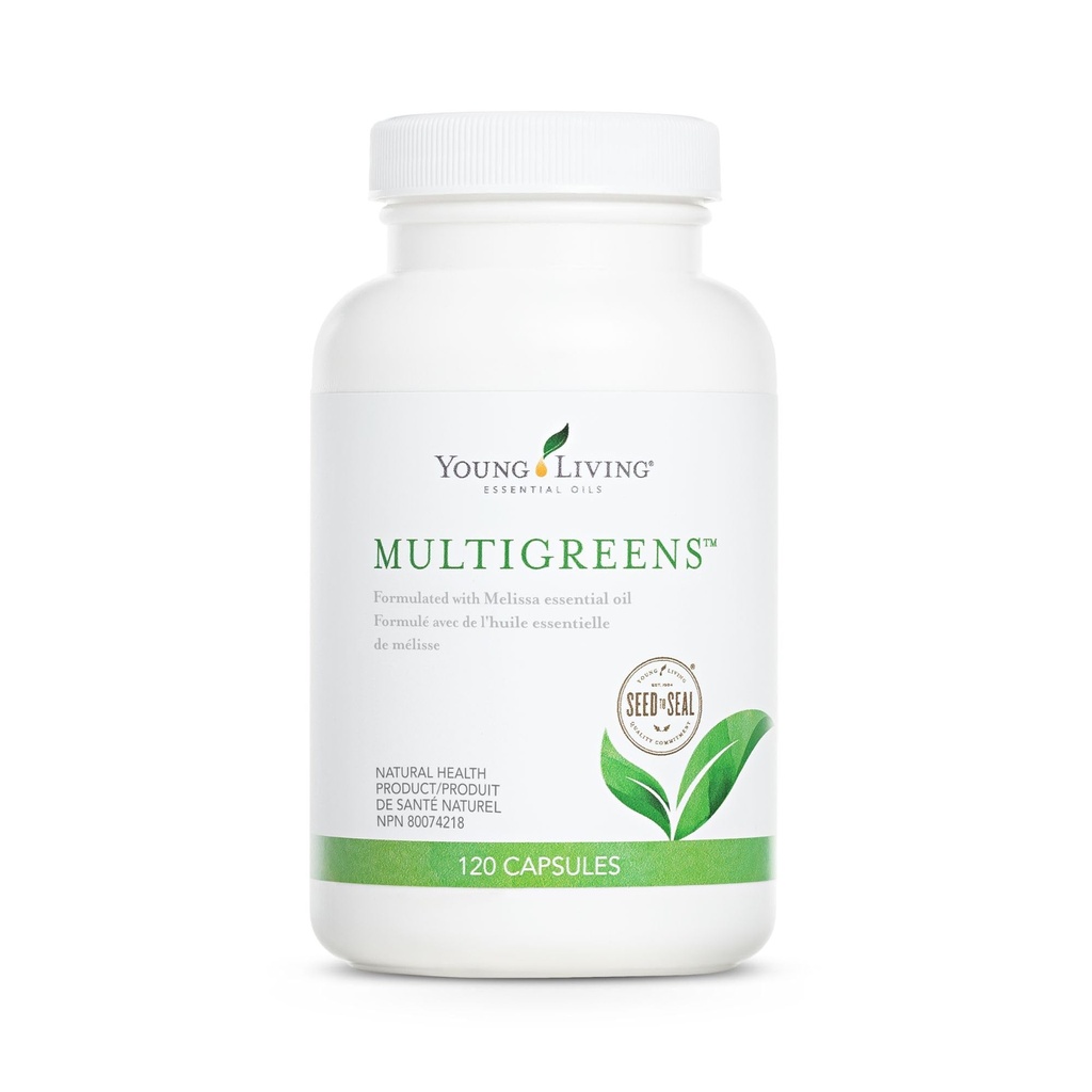Young Living MultiGreens Kapseln - 120 ct Essential Oils - Boost Vitality & Support Glandular, Nervous, Circulatory Systems - Kräuterergänzung mit Revitalizing Oils