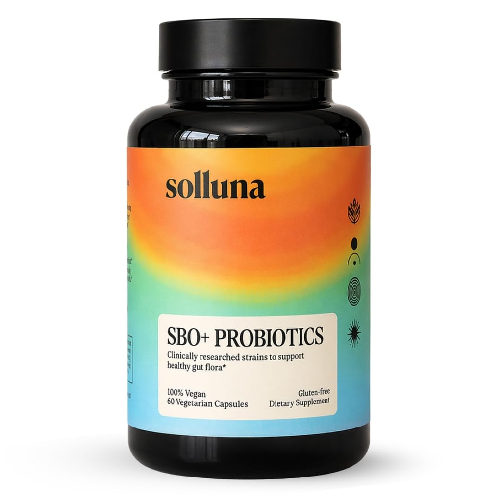 Feel Good SBO Probiotics — Soil Based Organms (SBOs), Prebiotics, Postbiotics, Humic Acid, Shilajit, Chaga & Turkey Tail Mushroom for Digestion — Solluna von Kimberly Snyder (60CT) Vegan & Non-GMO