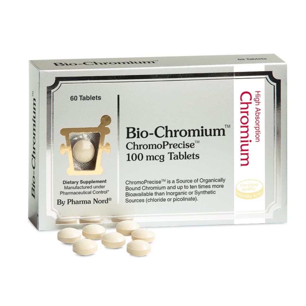 Bio-Chromium 100mcg=10x Meilleure absorption=Formule brevetée pour prévenir les crampes=ChromoPrecise Organic Chrome Supplement=Fabriqué selon les normes pharmaceutiques (60)