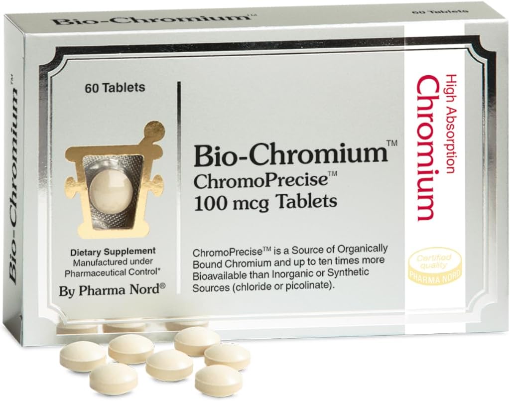 Bio-Chromium 100mcg=10x Meilleure absorption=Formule brevetée pour prévenir les crampes=ChromoPrecise Organic Chrome Supplement=Fabriqué selon les normes pharmaceutiques (60)