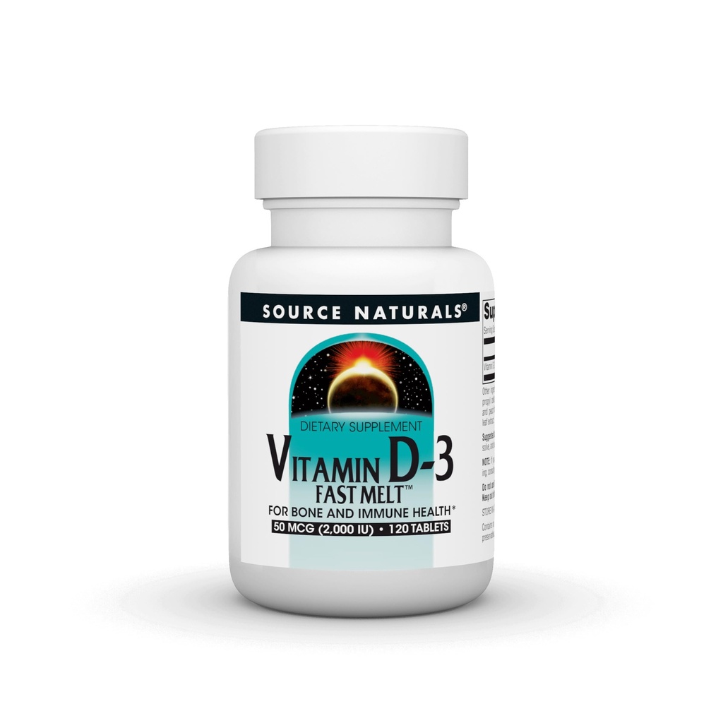 Quelle Naturals Vitamin D-3 Fast Melt, unterstützt Knochen & Immune Gesundheit* - Schwarze Kirsche Peach Flavor - 120 Fast Melt Tablets