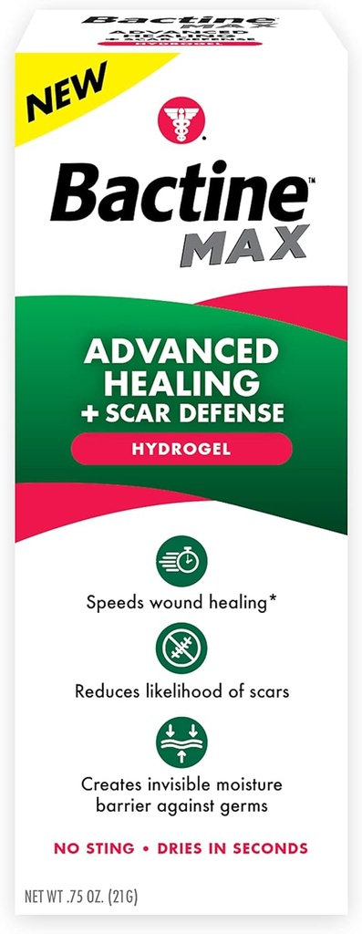 Bactine MAX Advanced Healing Hydrogel mit Narbenschutz - Schneller-Gesundheit & Erste Hilfe Infektionsschutz mit natürlichen Inhaltsstoffen - Narbenschutz Gel - 0.75oz