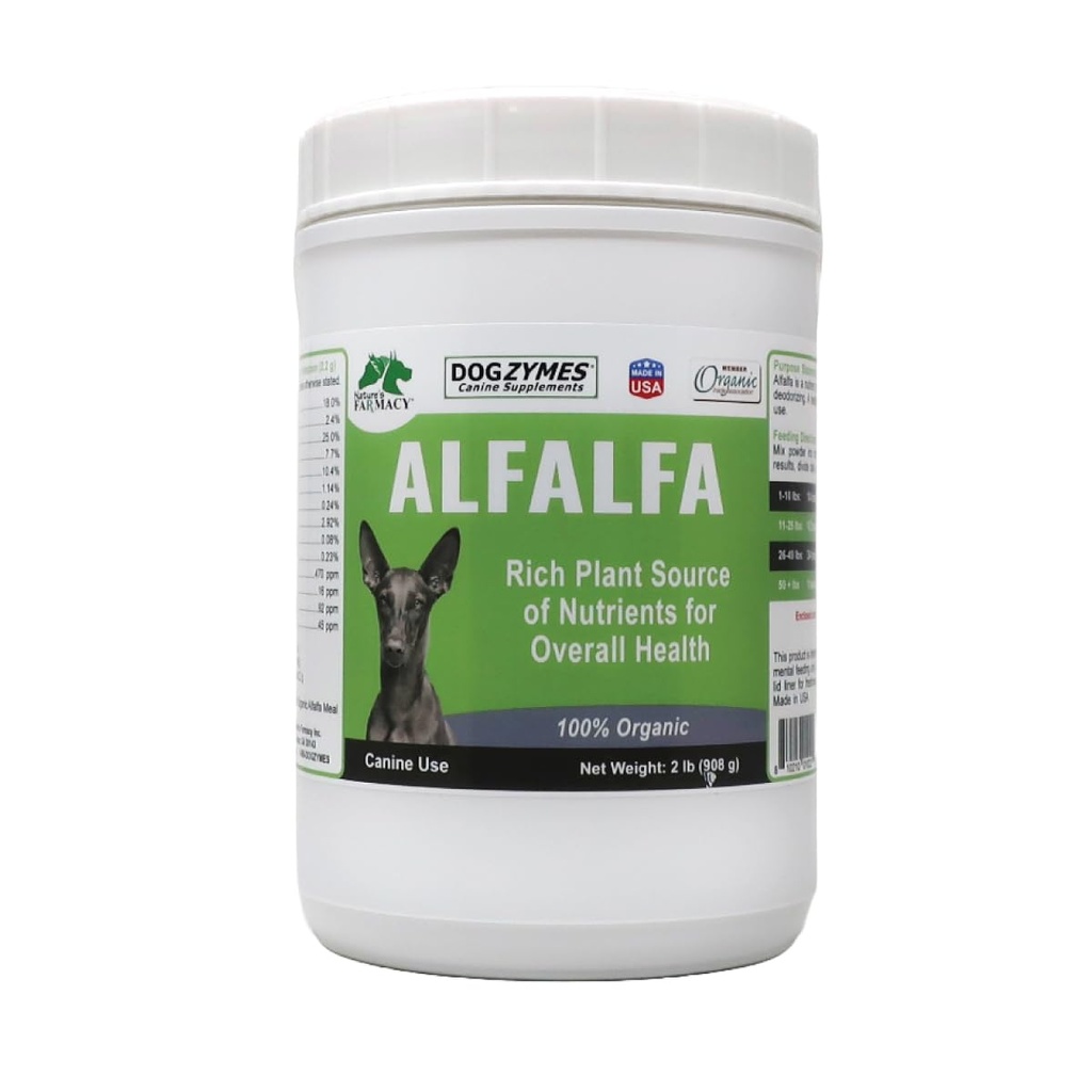 Dogzymes Organic Alfalfa - Reiche Quelle von Vitaminen und Mineralien, Hilfe bei allem von Anämie, Bekämpfung von Arthritis und übermäßig-Acidische Urin und Hilfe zum Abführen von Blaseninfektionen Pfund (2und)