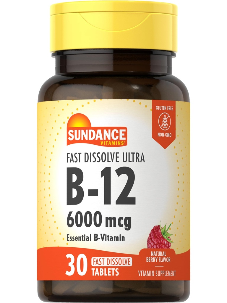 Sundance Dissolve rapidement la vitamine B-12.000mcg. 30 comprimés.