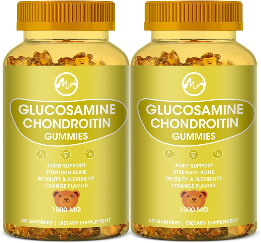 Glucosamin Chondroitin Gummis mit MSM - 1500mg Extrastärke für Gelenkunterstützung, Immununterstützung - für Erwachsene, Männer & Frauen, 60 Zähler, Packungen von 2