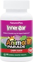 Natures Plus Animal Parade Inner Ear Support Kinder Chewable - Natürliche Kirsche Flavor - 90 Tier-Shaped Tabletten - Probiotische Ergänzung - Glutenfrei - 45 Servierungen